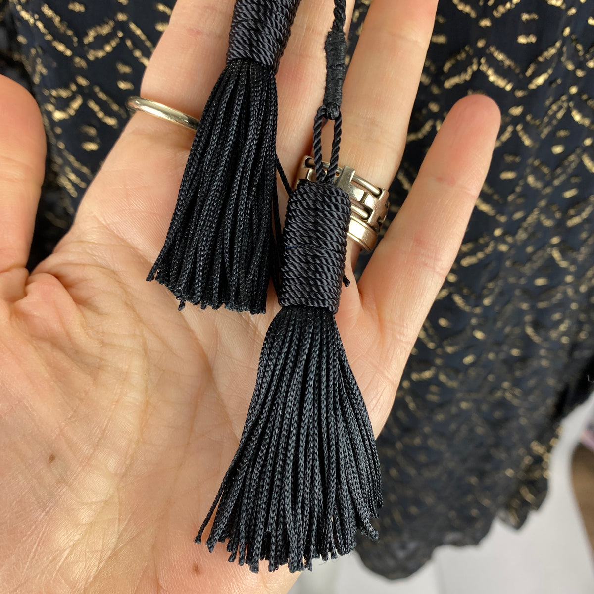 Veronica Beard New Black & Gold Chiffon Blouse M