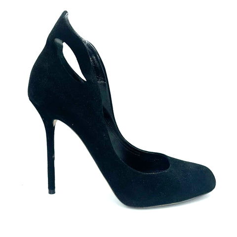 Sergio Rossi Black Suede High Vamp Heels 38.5