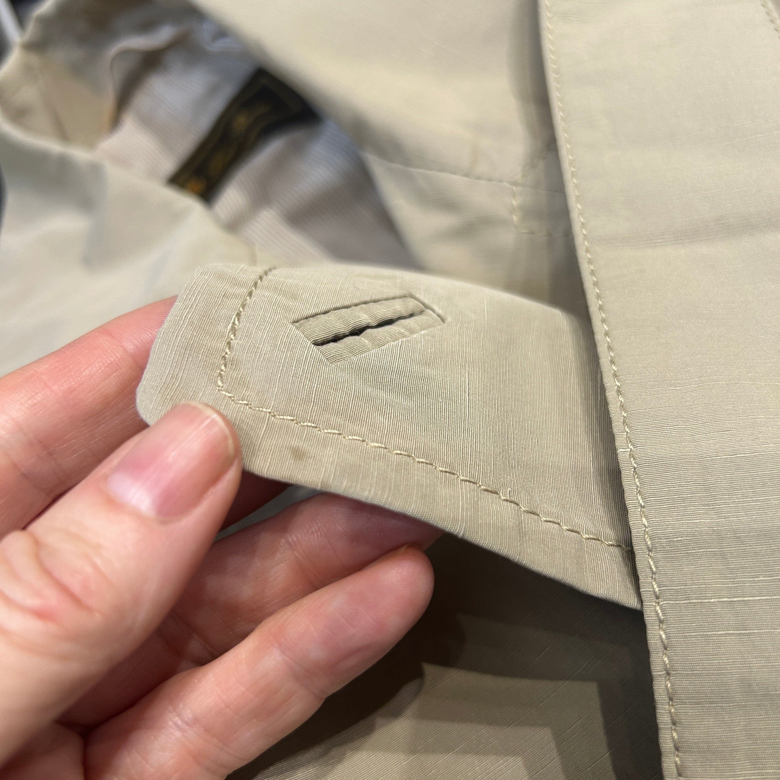 Loro Piana Limestone Storm System Belted Short Trench Coat M