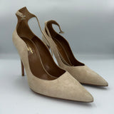 Aquazzura £470 Cream Suede Ankle Strap Pointed Heels 38