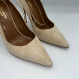 Aquazzura £470 Cream Suede Ankle Strap Pointed Heels 38