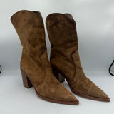 Gianvito Rossi Camel Suede Western Ankle Boots 38