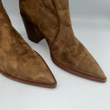 Gianvito Rossi Camel Suede Western Ankle Boots 38