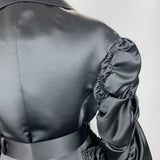 Simone Rocha Brand New £1700 Black Satin Smocked Coat XS