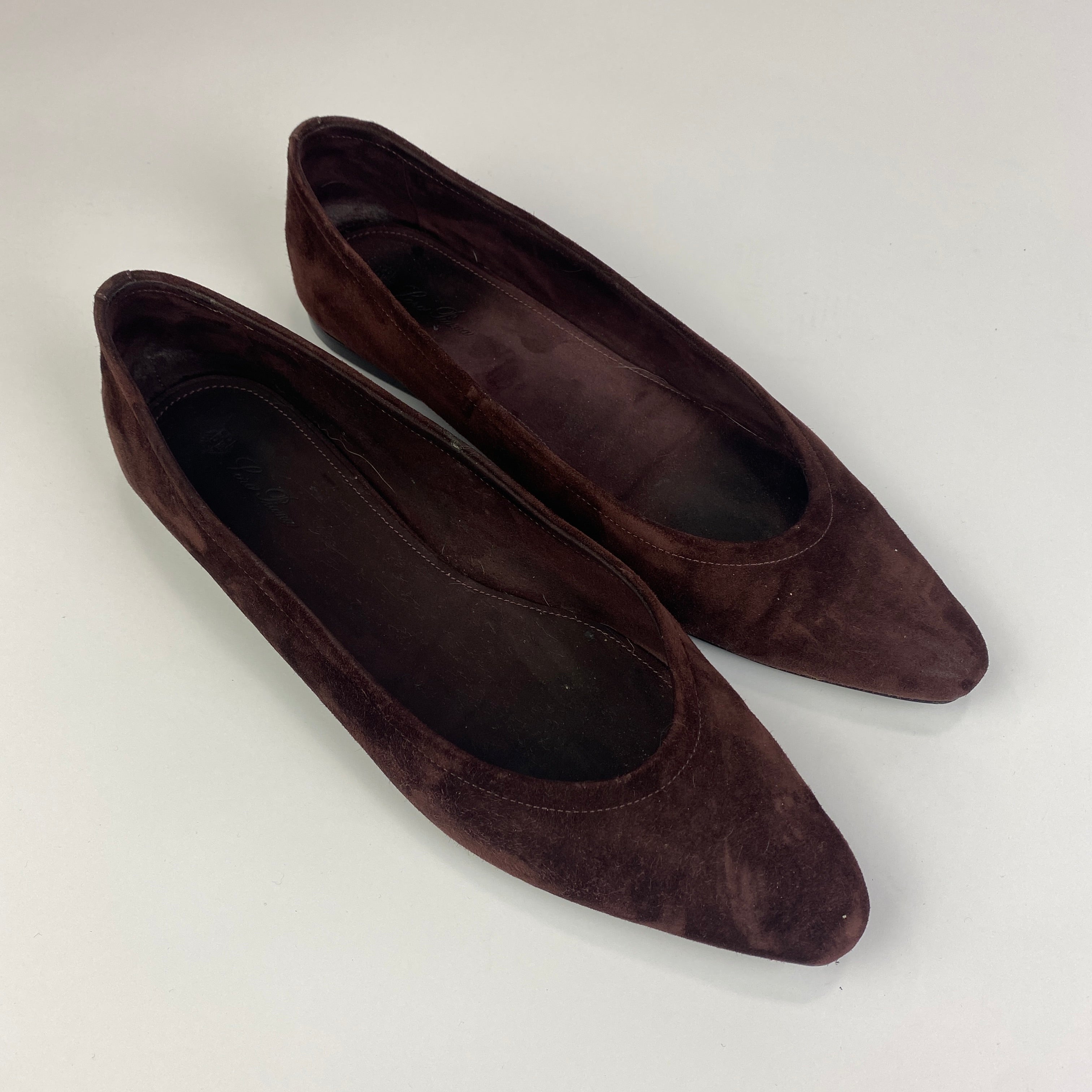 Loro Piana £855 Prune Suede Primula  Flat Pumps 39