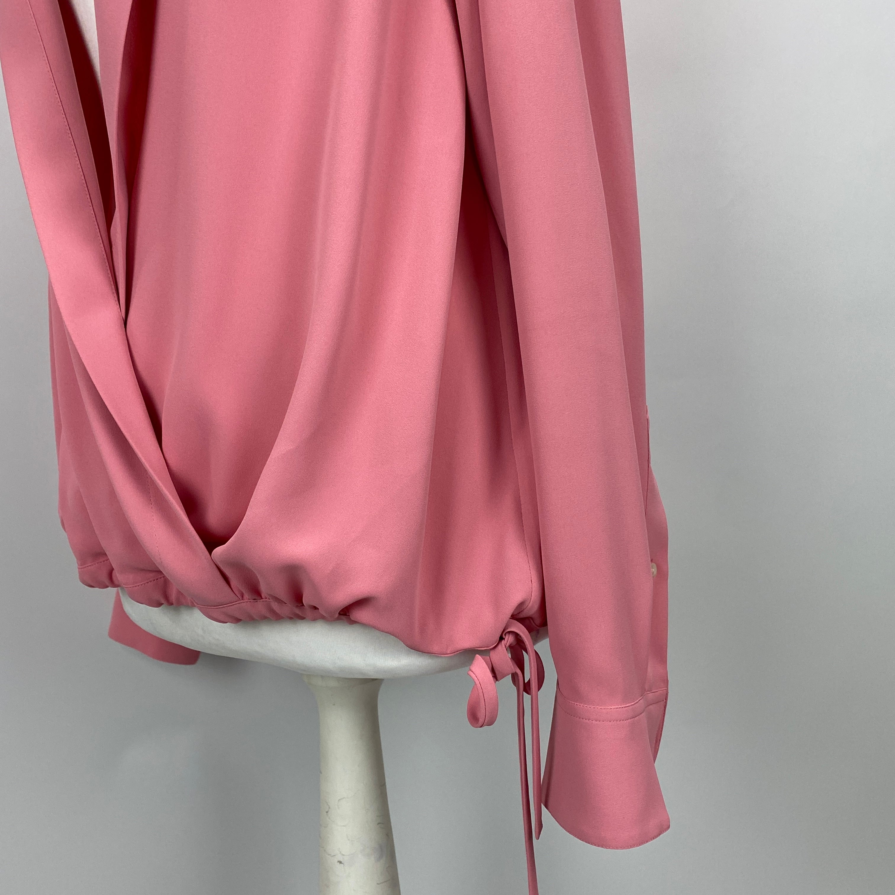 Dries Van Noten Sugar Pink Crepe Drawstring Shirt L/XL