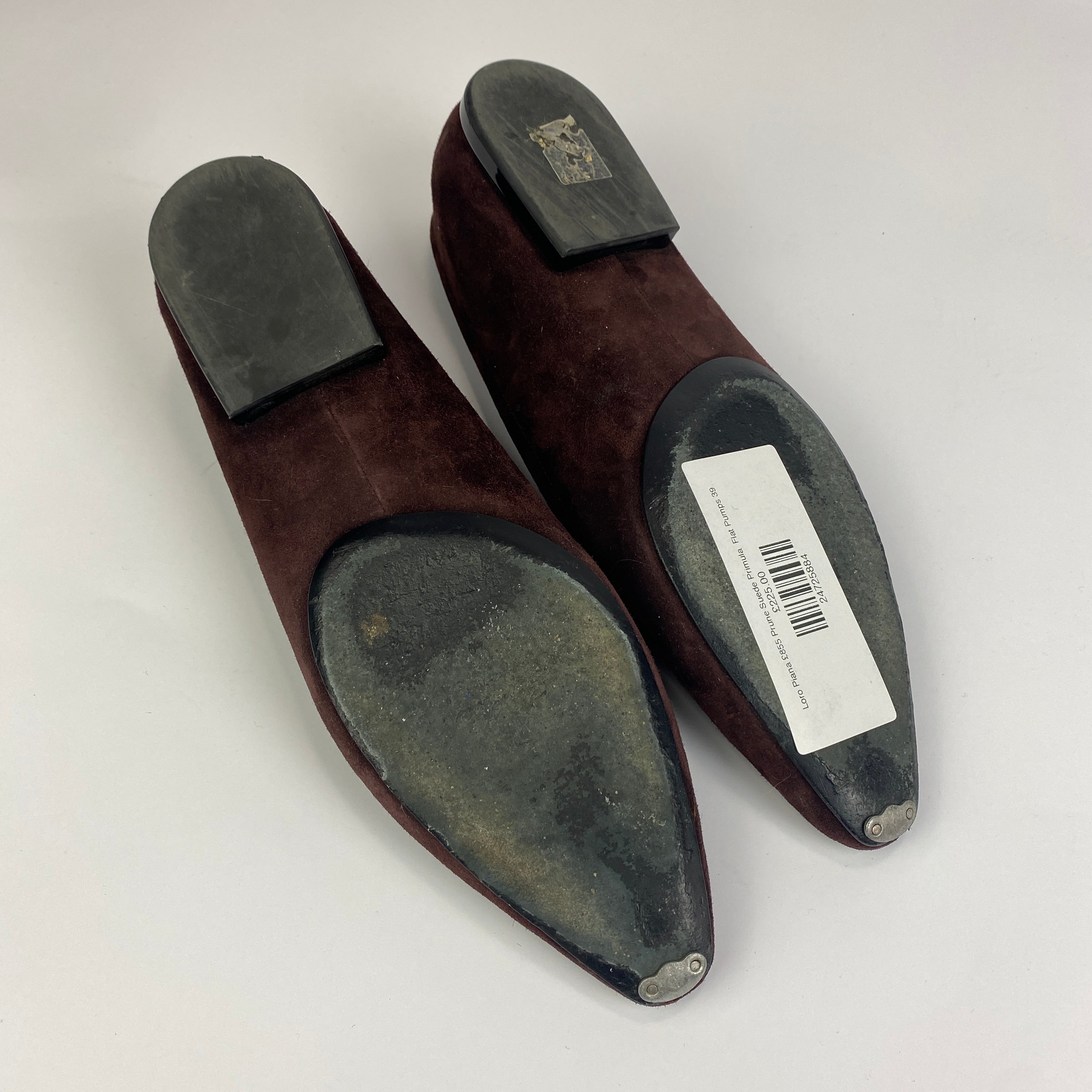 Loro Piana £855 Prune Suede Primula  Flat Pumps 39