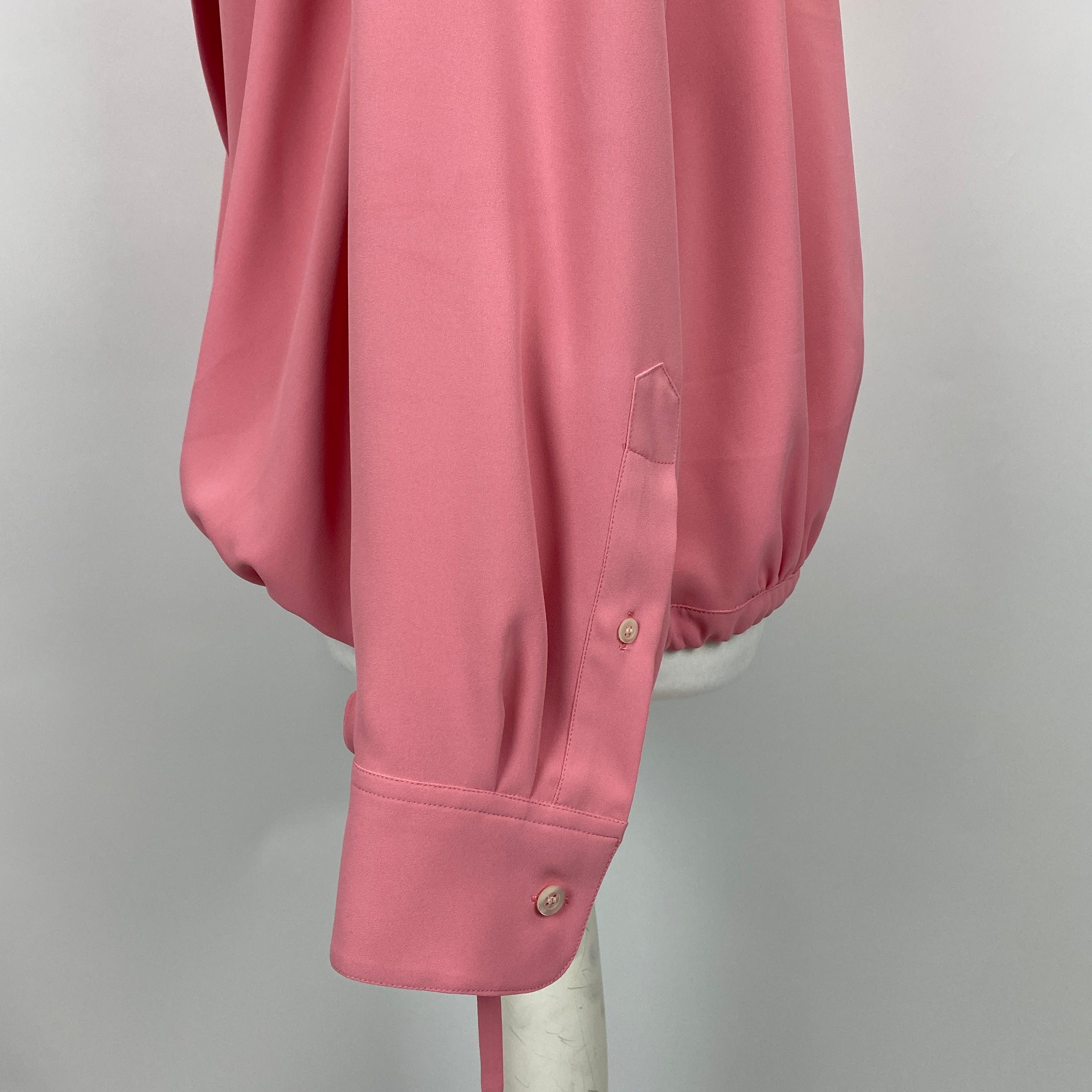 Dries Van Noten Sugar Pink Crepe Drawstring Shirt L/XL