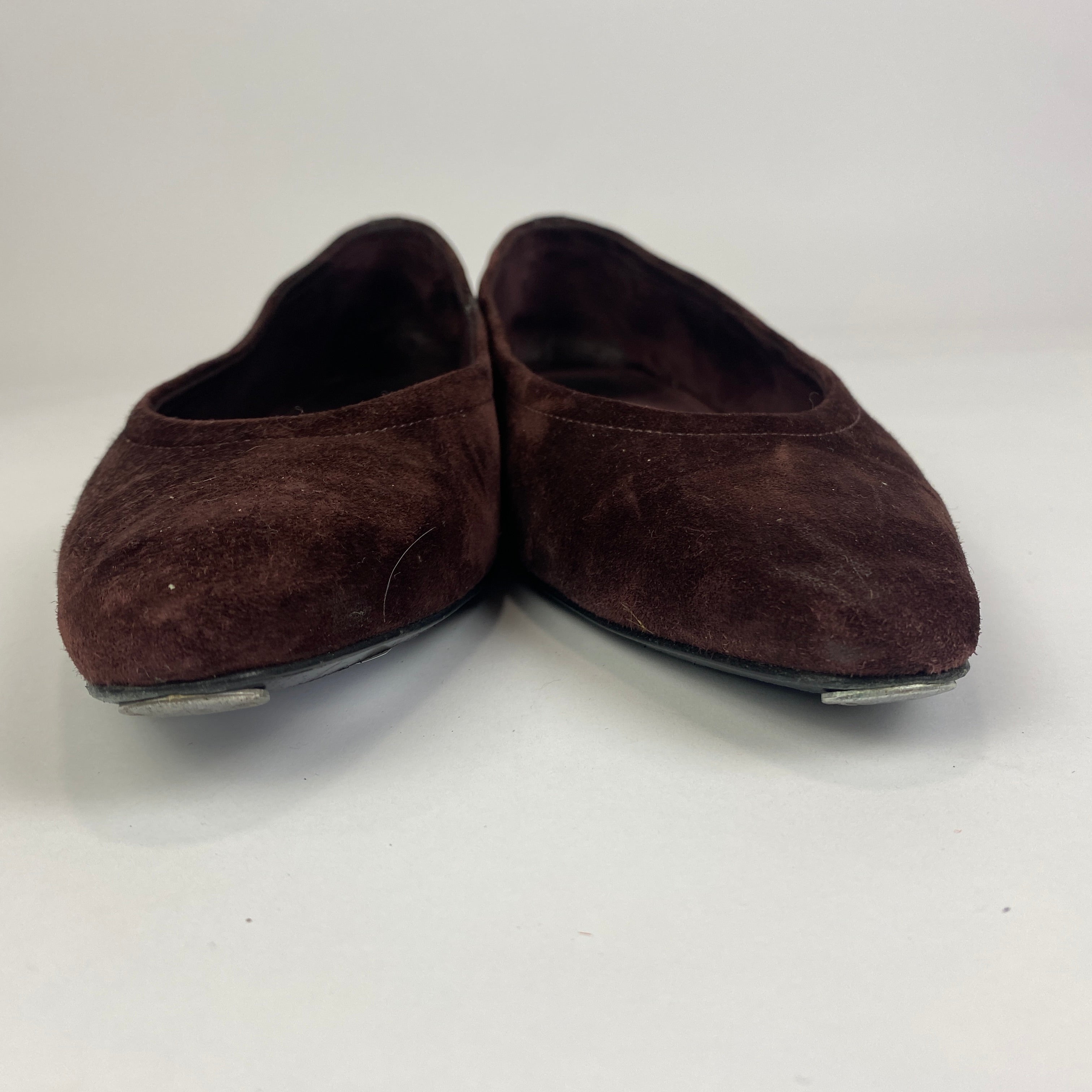 Loro Piana £855 Prune Suede Primula  Flat Pumps 39