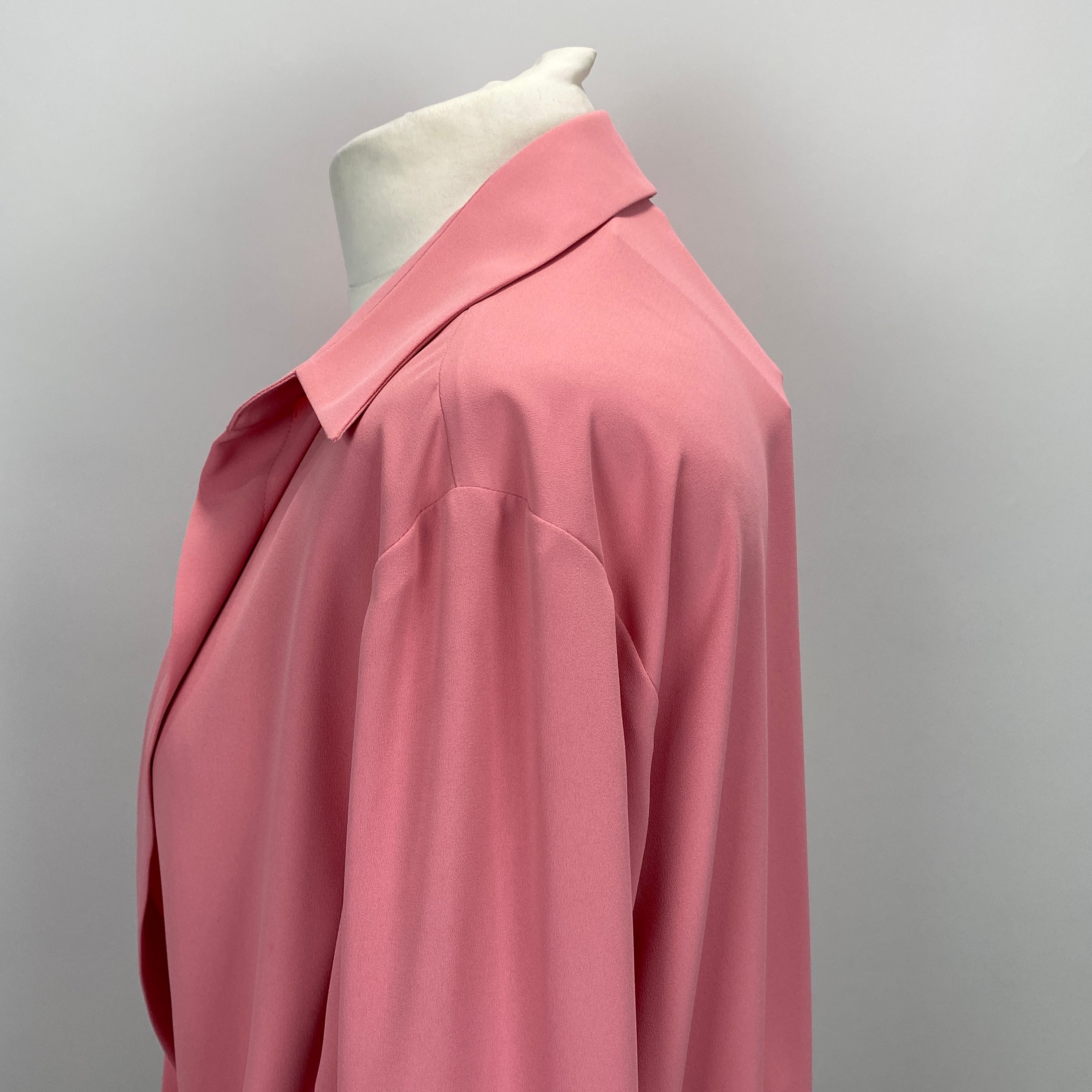 Dries Van Noten Sugar Pink Crepe Drawstring Shirt L/XL