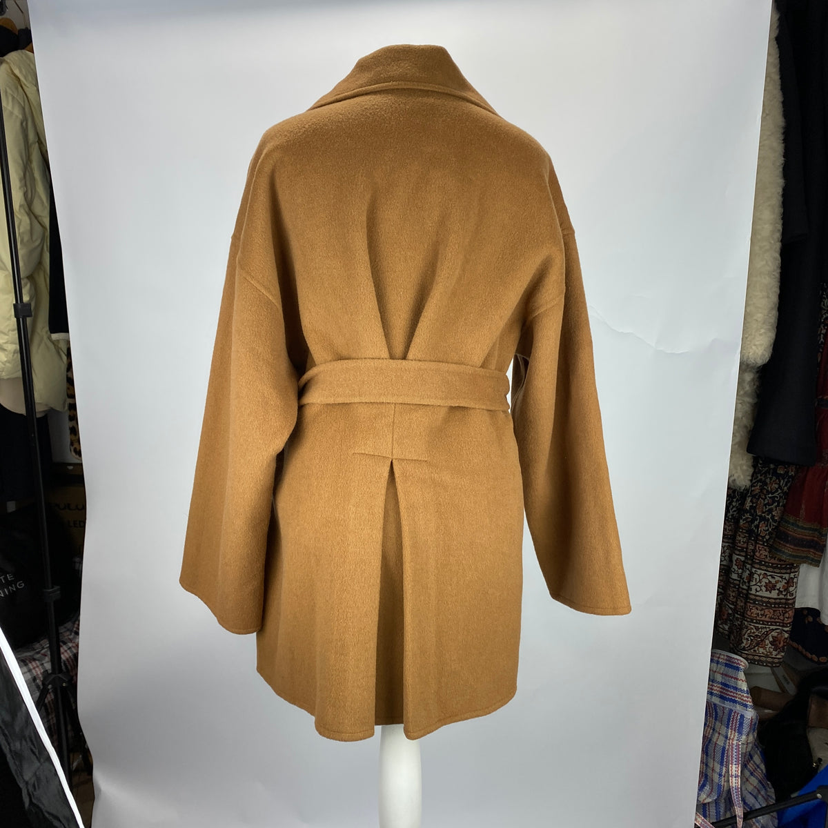 Paige £470 Camel Wool Mix Belted Midi Coat S-M