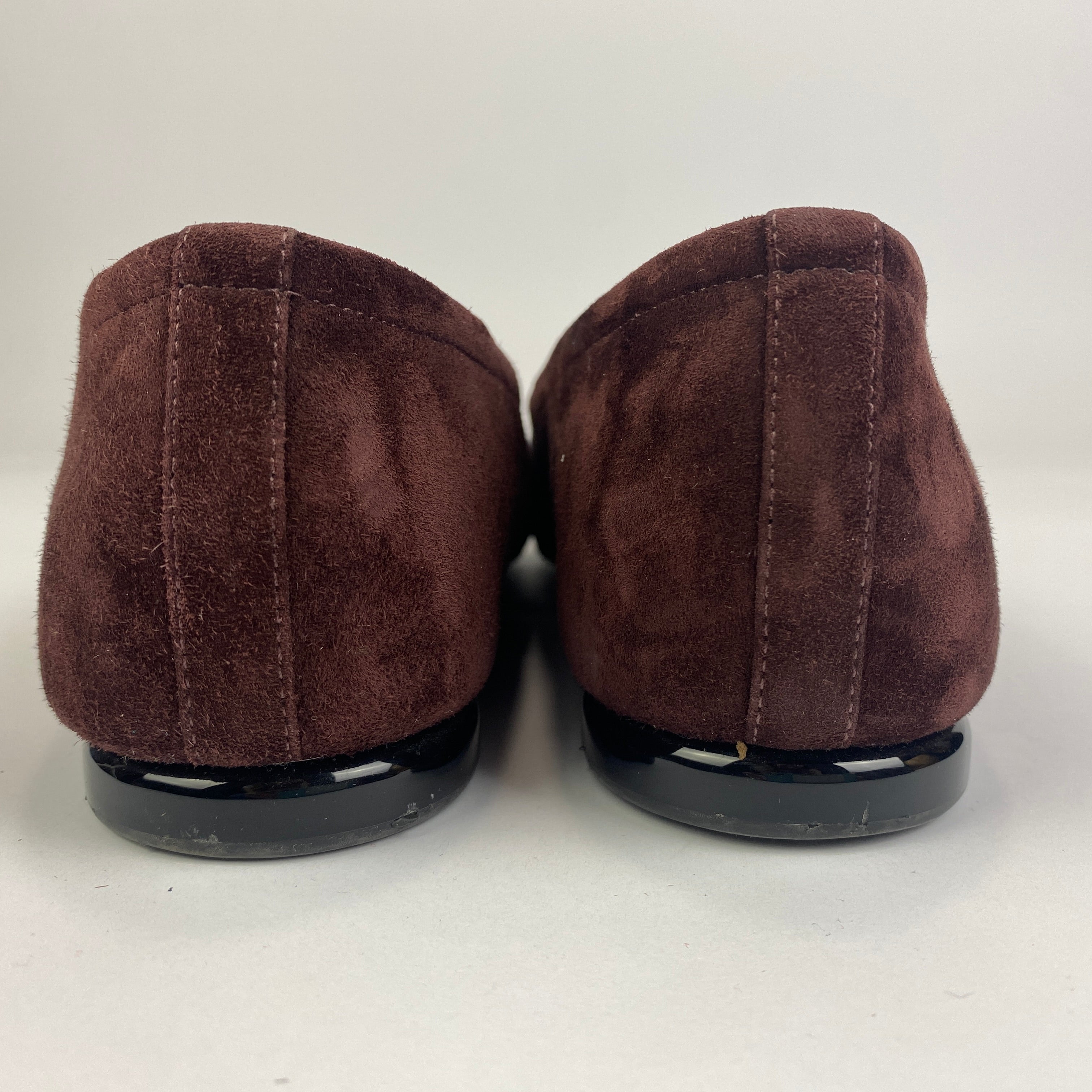 Loro Piana £855 Prune Suede Primula  Flat Pumps 39