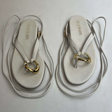 Gia Borghini £425 White Leather Ankle Wrap Thong Sandals 40