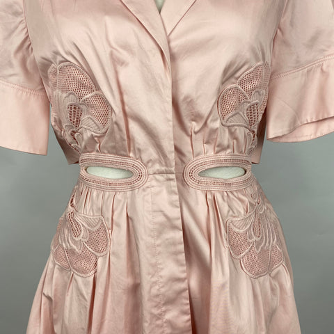 Self-Portrait Shell Pink Cotton Shirt Dress XS