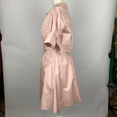 Self-Portrait Shell Pink Cotton Shirt Dress XS