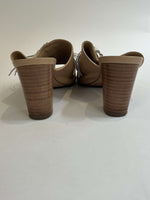 Loeffler Randall Nude Stack Heel Tassel Mules 38