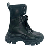 Prada £885 Black Leather Combat Boots 38