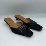 Gucci Vintage Black Silk & Lizard Boilerplate Mules 35