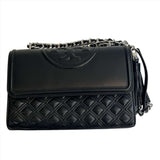 Tory Burch Brand New £595 Black Quilted Chain Handle Fleming Bag