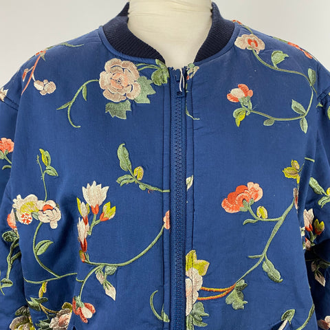 Sea New York $650 Blue Embroidered Julian Bomber Jacket S/M