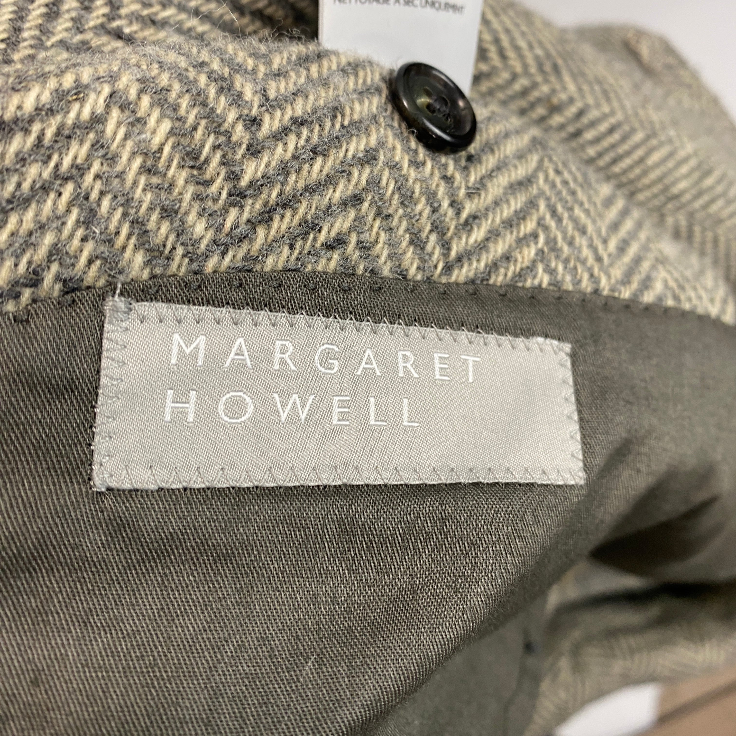 Margaret Howell Grey Herringbone Tweed Overcoat M
