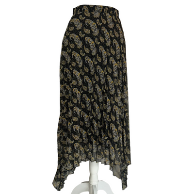 Altuzarra Black Paisely Silk Chiffon Sunray Skirt XXS