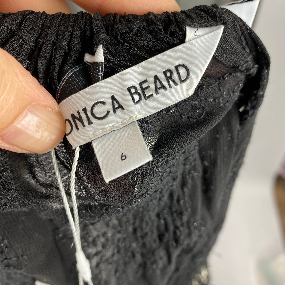 Veronica Beard New Black Silver Beaded Chiffon Blouse S