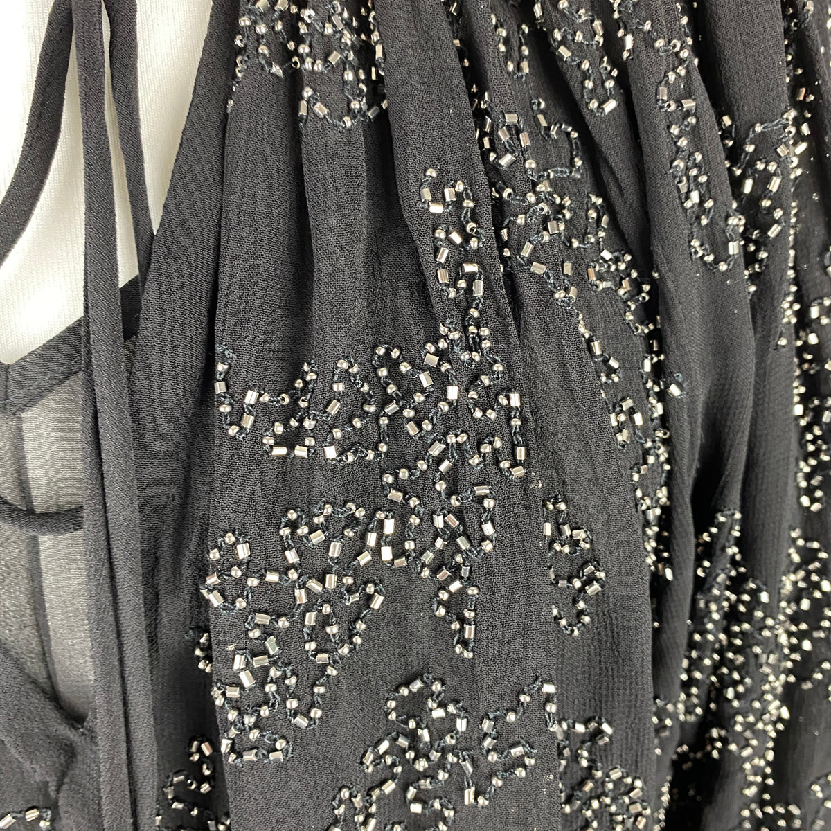 Veronica Beard New Black Silver Beaded Chiffon Blouse S
