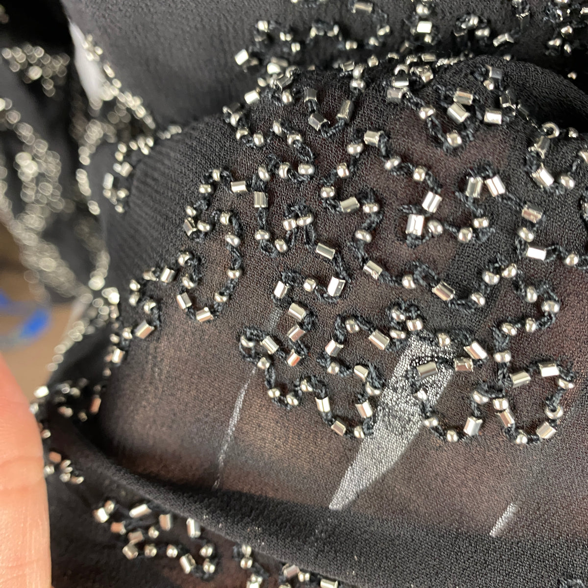 Veronica Beard New Black Silver Beaded Chiffon Blouse S