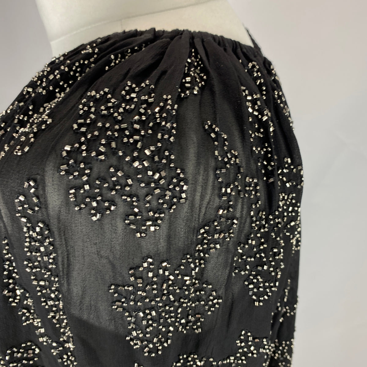 Veronica Beard New Black Silver Beaded Chiffon Blouse S