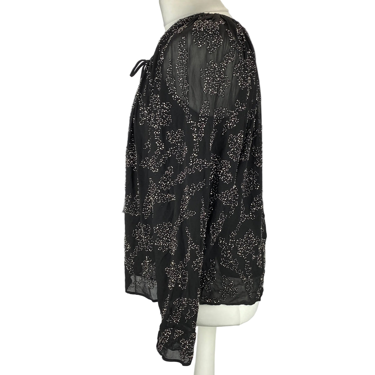 Veronica Beard New Black Silver Beaded Chiffon Blouse S