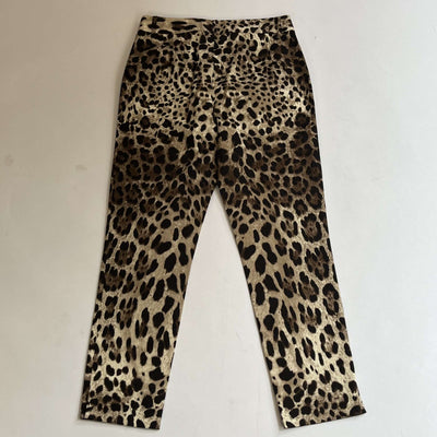 Dolce & Gabbana New Leopardprint Stretch Cotton Pants XXS