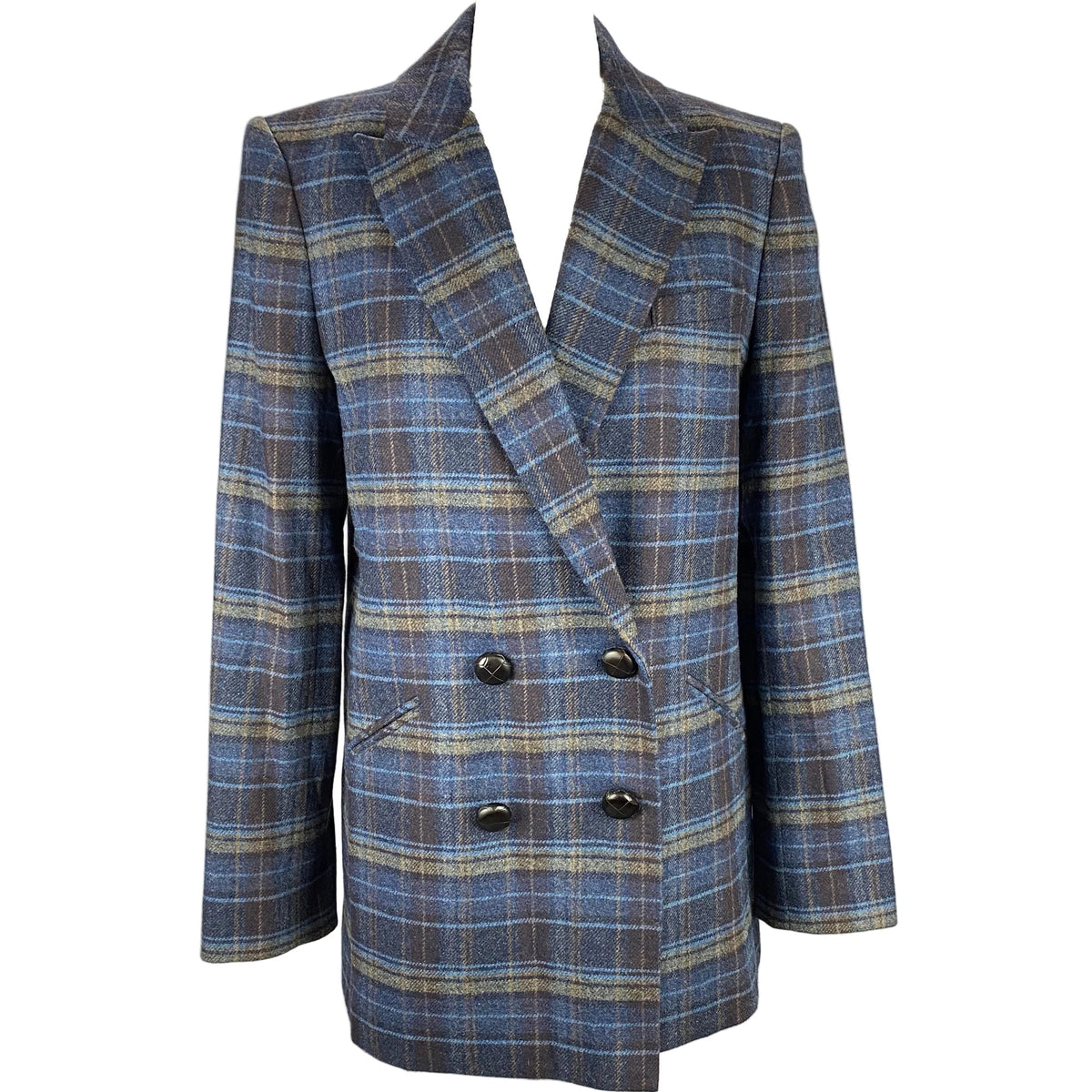 Veronica Beard £548 Blue Check Wool Dickey Jacket M-L