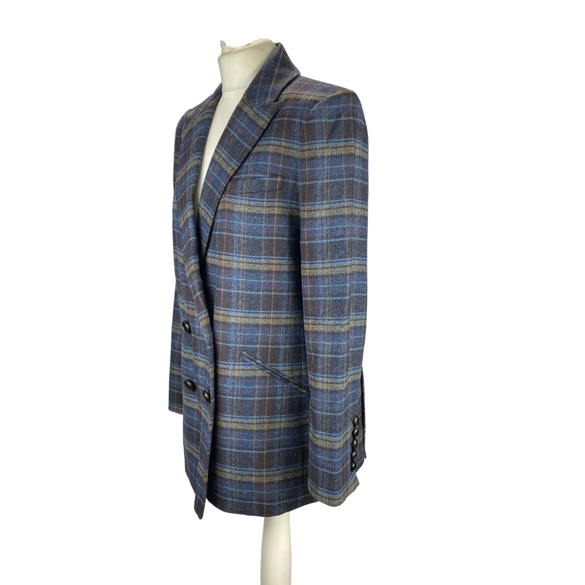 Veronica Beard £548 Blue Check Wool Dickey Jacket M-L