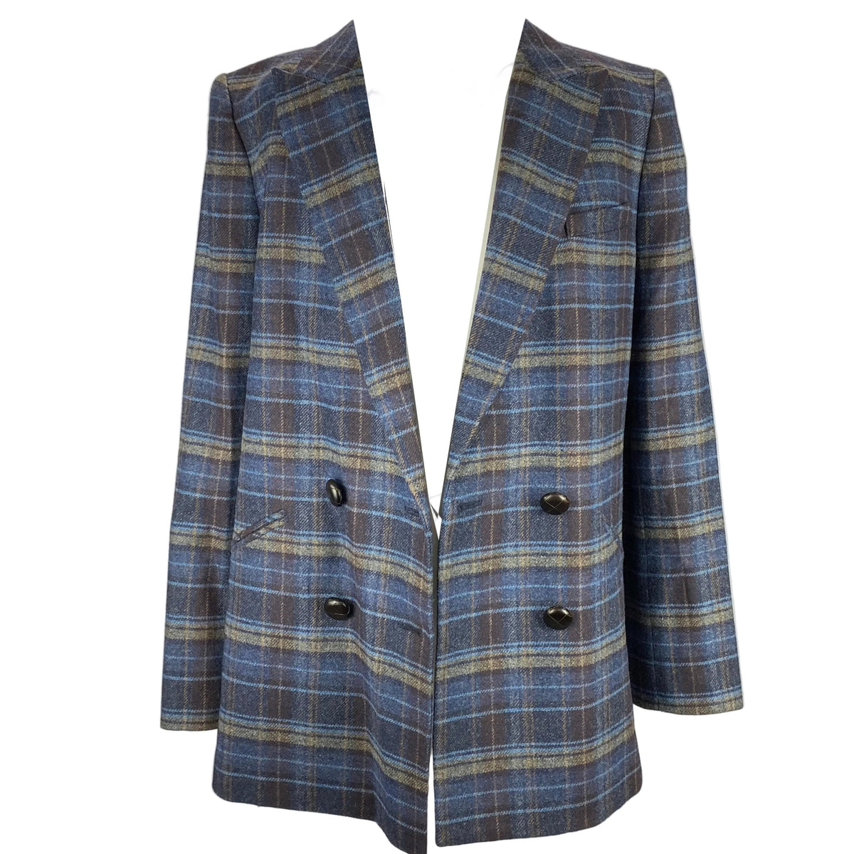 Veronica Beard £548 Blue Check Wool Dickey Jacket M-L
