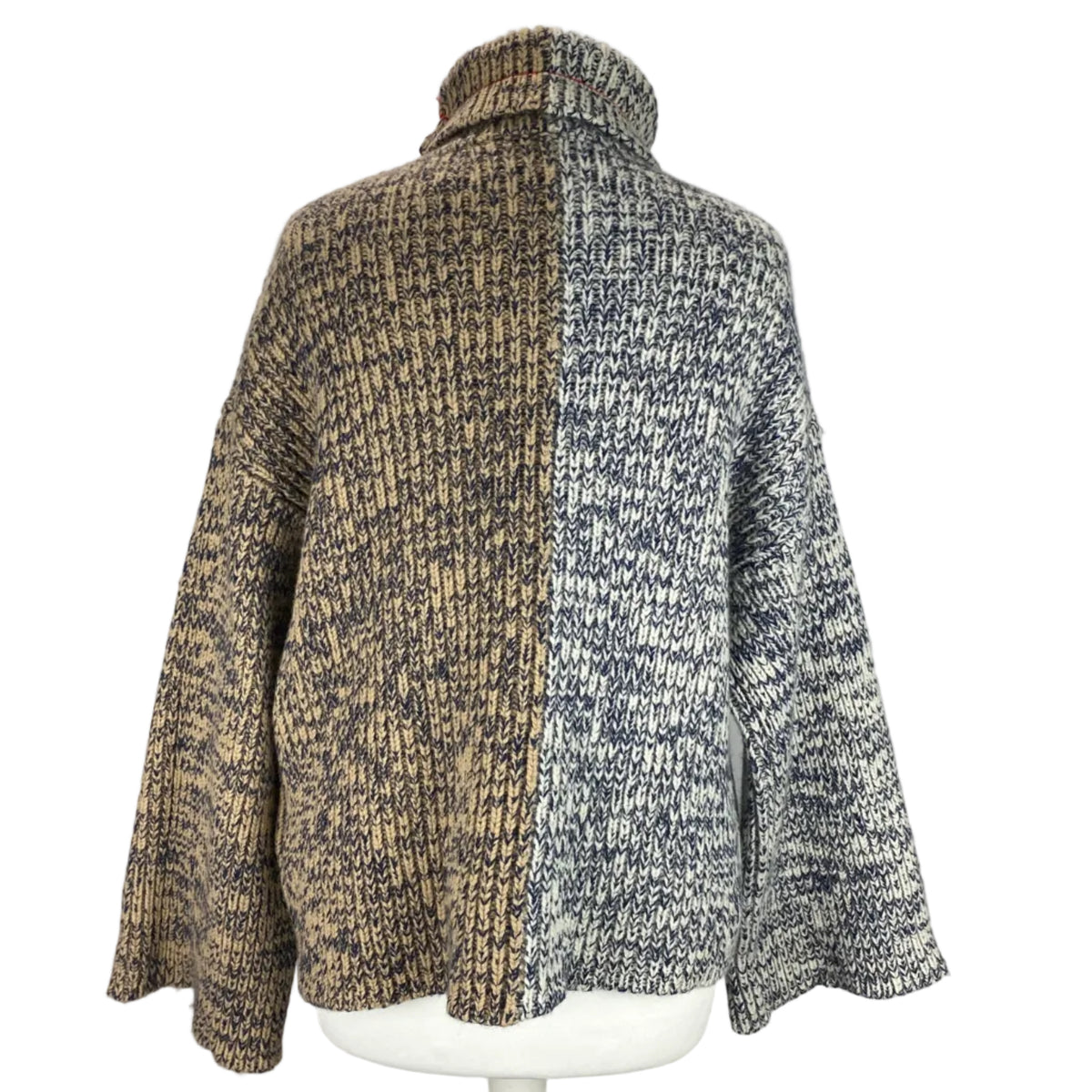 Victoria Beckham Navy Camel & Ivory Chunky Wool Sweater XS-M