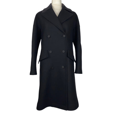 Alaia £3600 Black Thick Wool Sculpted DB Coat XS