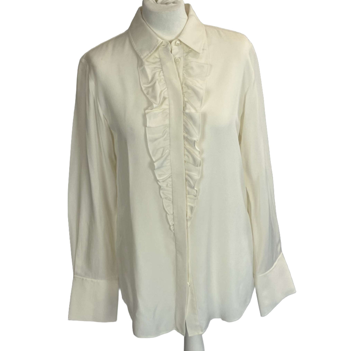 Frame Ivory Silk Ruffled Blouse M