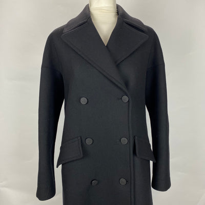 Alaia £3600 Black Thick Wool Sculpted DB Coat XS