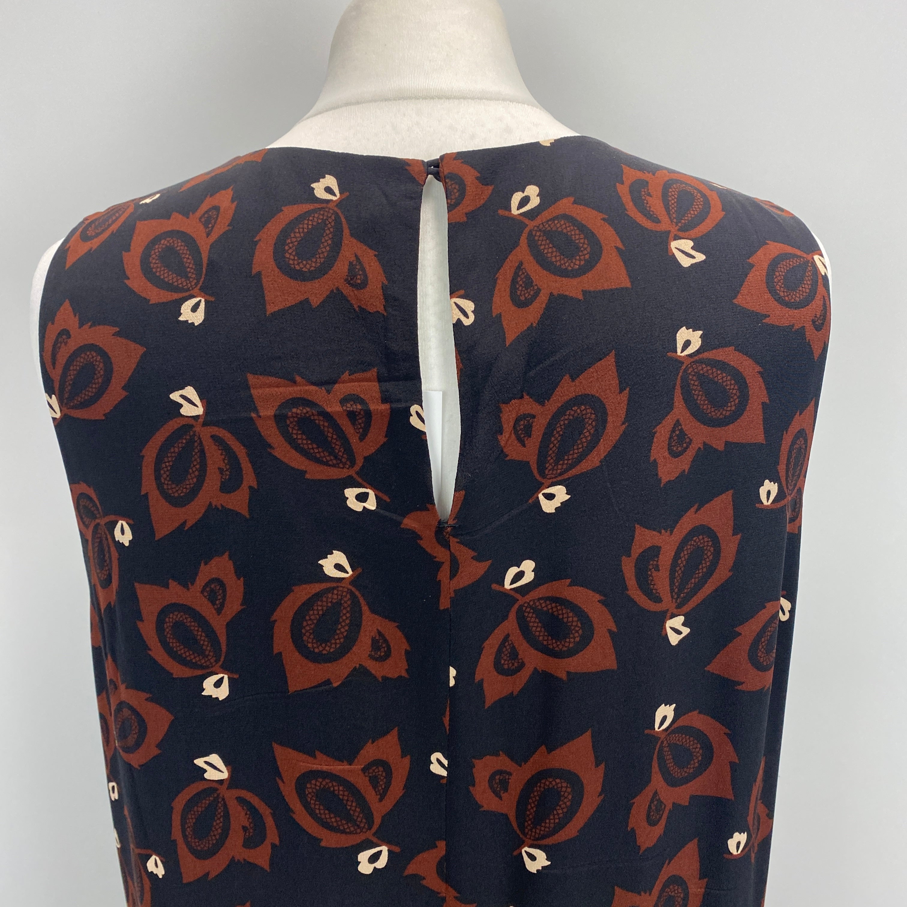 Matteau £543 Black Print Silk Sleeveless Column Maxi Dress M