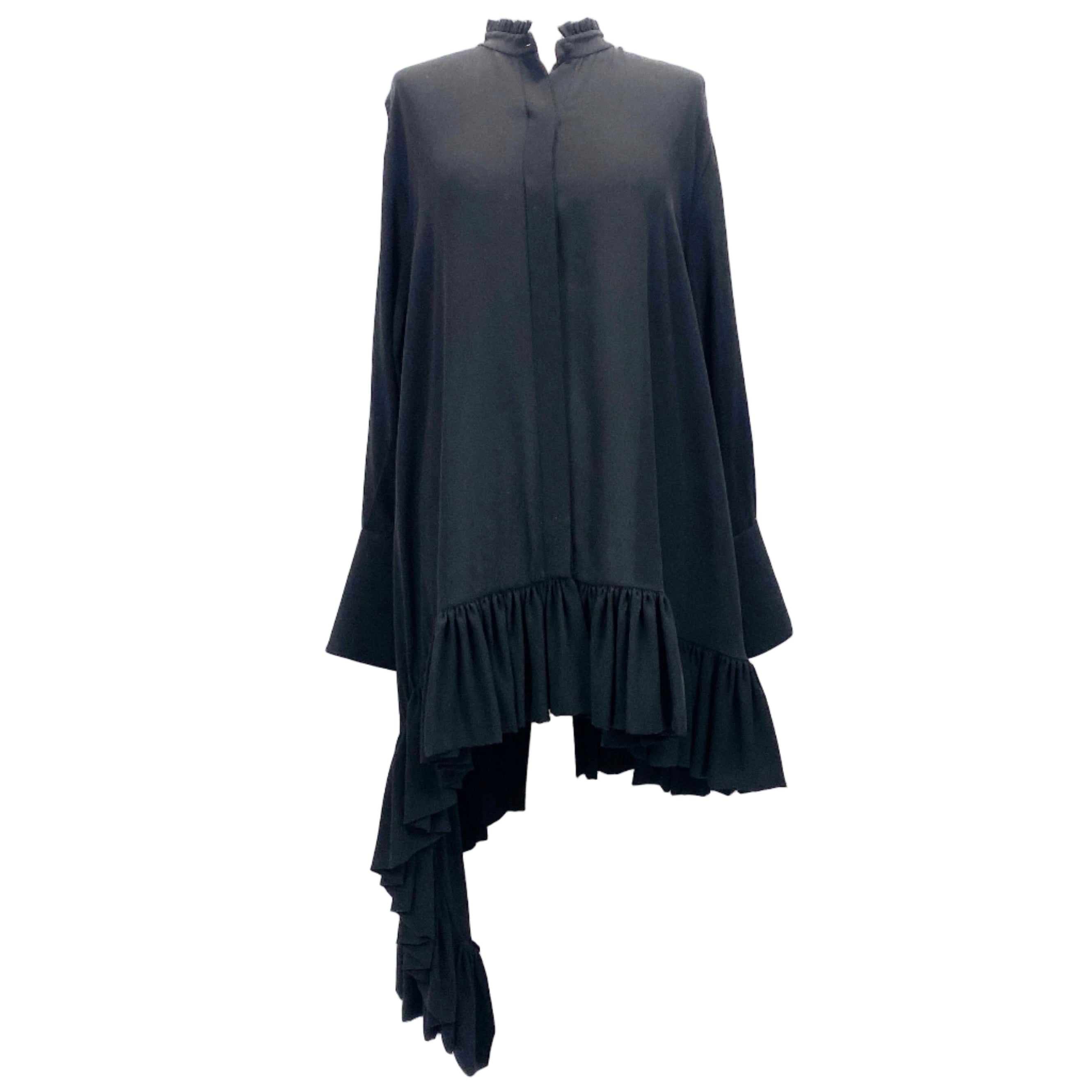 Alexander McQueen Black Silk Chiffon Asymmetric Dress M