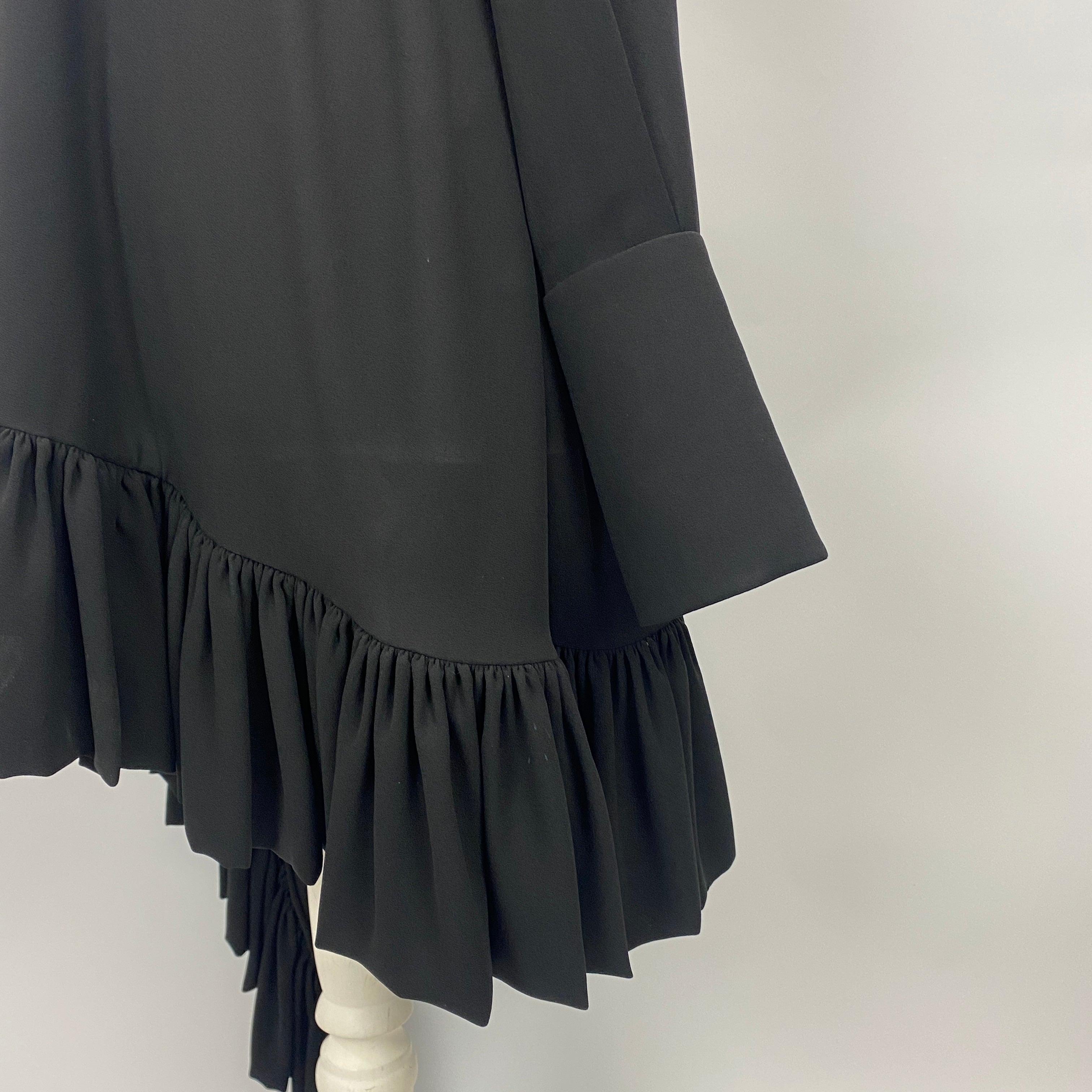 Alexander McQueen Black Silk Chiffon Asymmetric Dress M