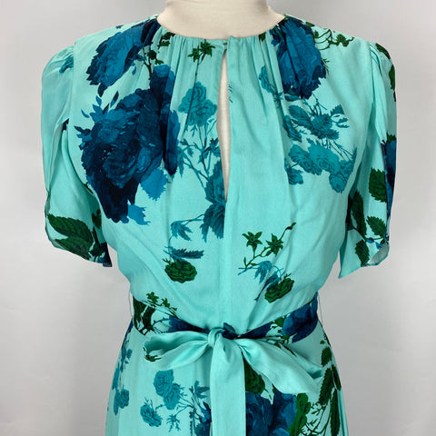 Erdem Brand New £2395 Blue Floral Maxi Dress XXS