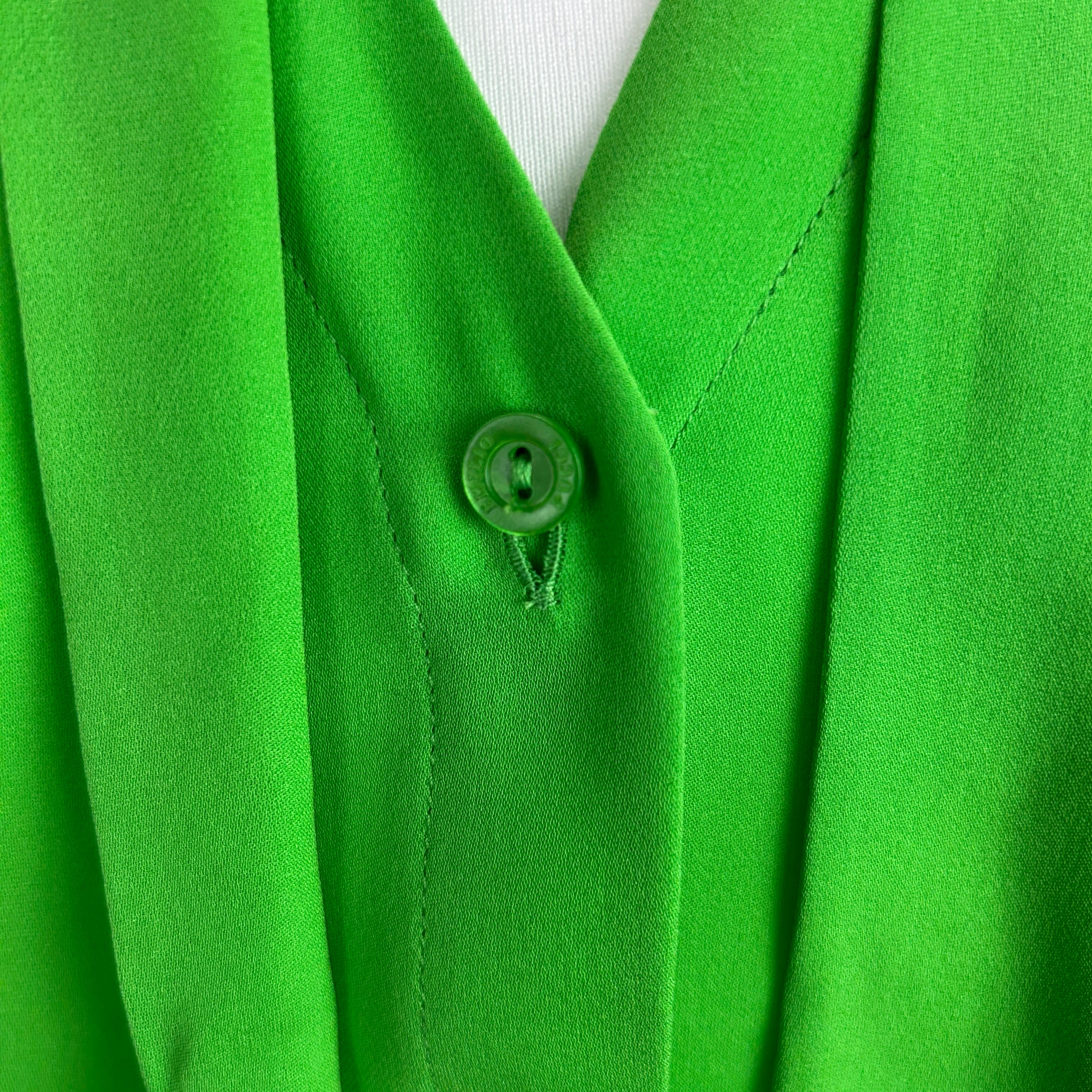 Emilio Pucci New Emerald Silk Pussybow Blouse L