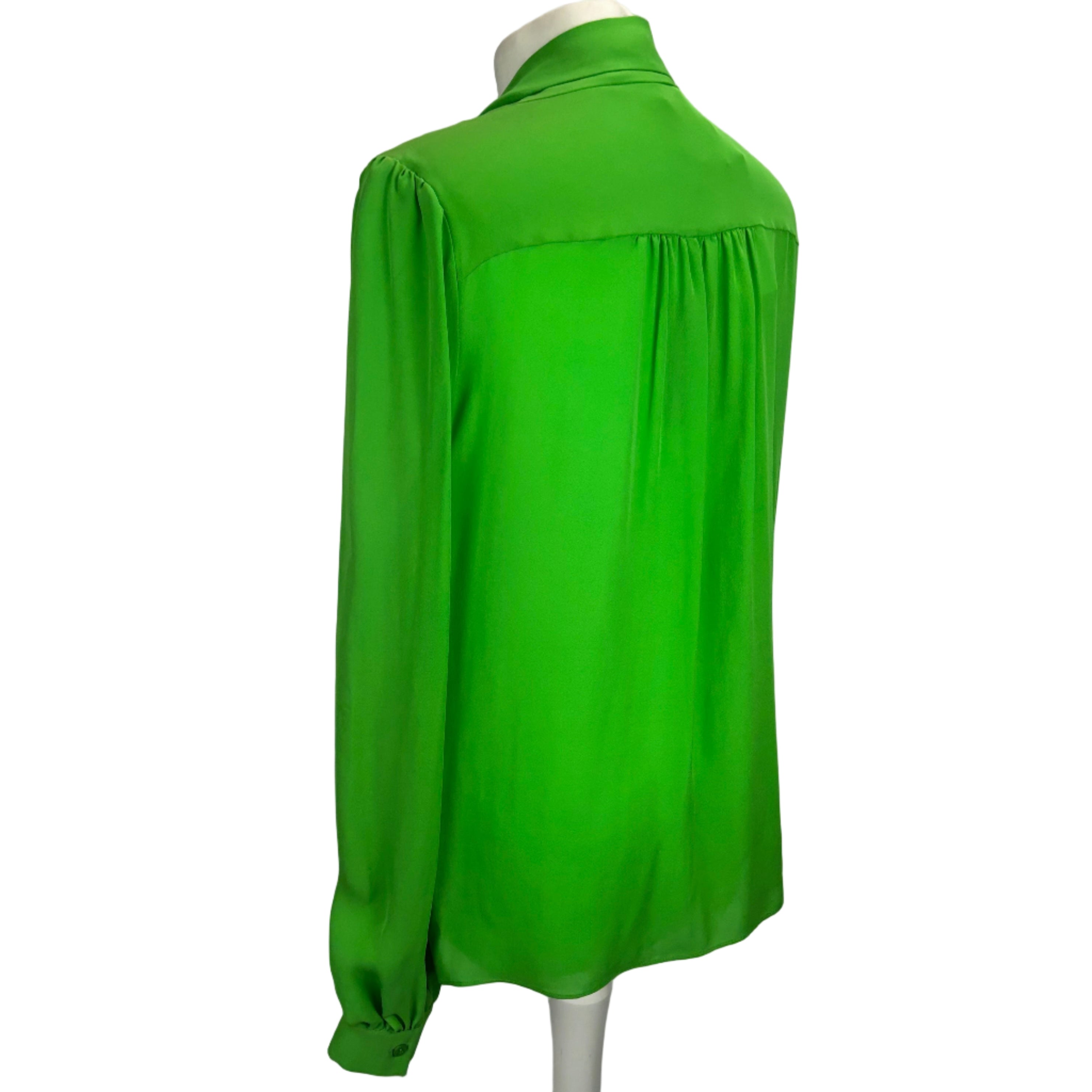 Emilio Pucci New Emerald Silk Pussybow Blouse L