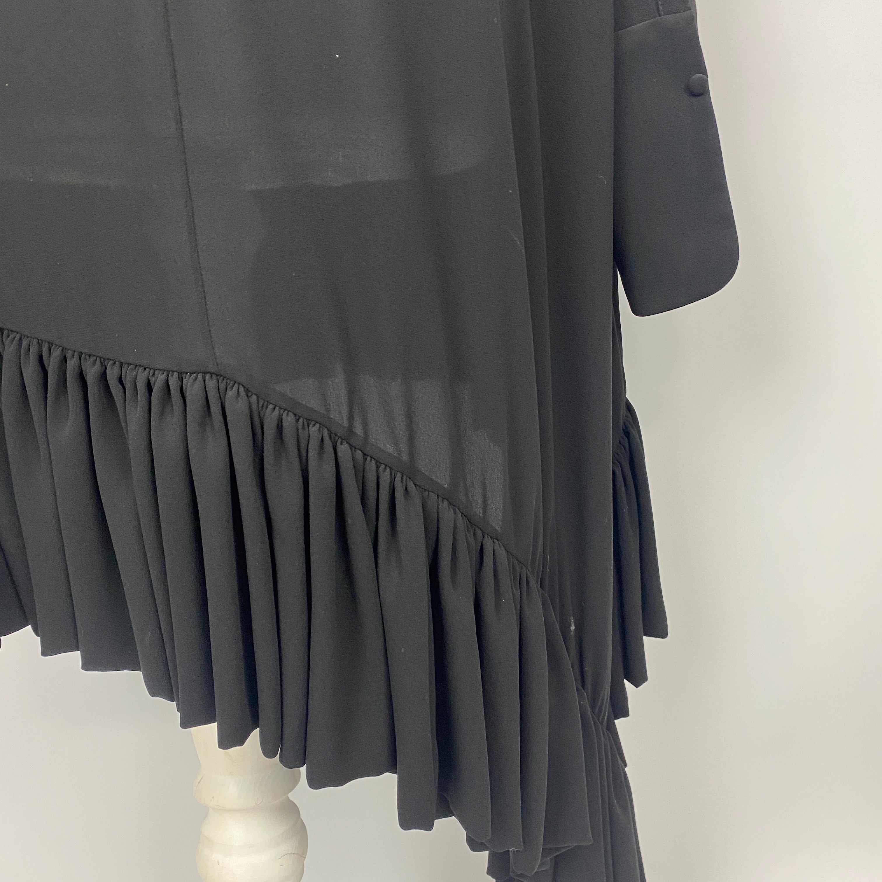 Alexander McQueen Black Silk Chiffon Asymmetric Dress M