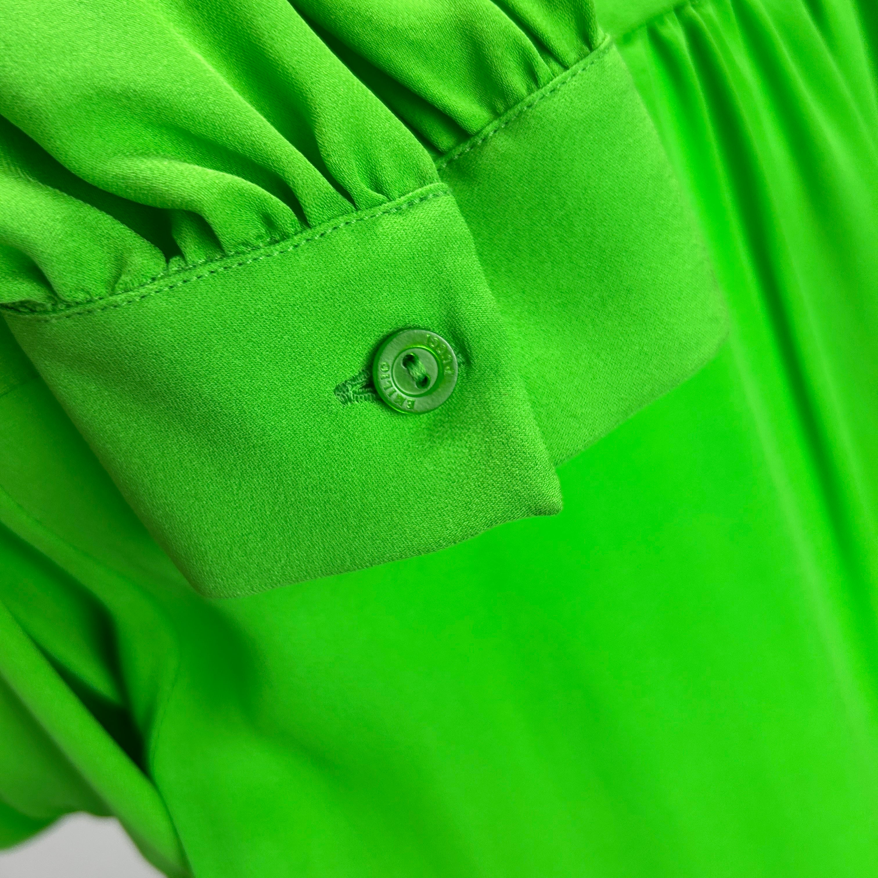 Emilio Pucci New Emerald Silk Pussybow Blouse L