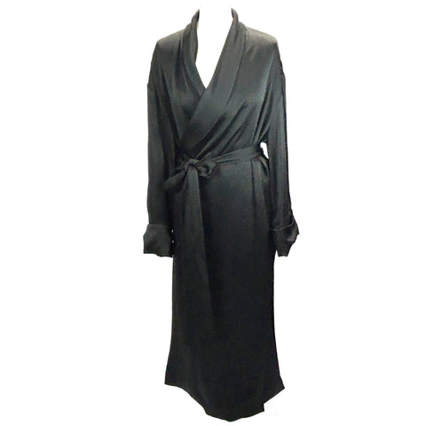 Phoebe Philo £1785 Black Crepe Satin Wrap Dress S