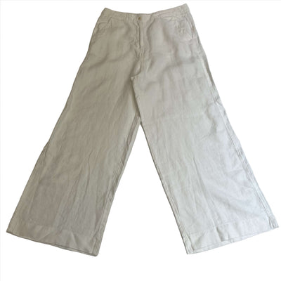 Poetry White Thick Linen Wide Leg Pants L