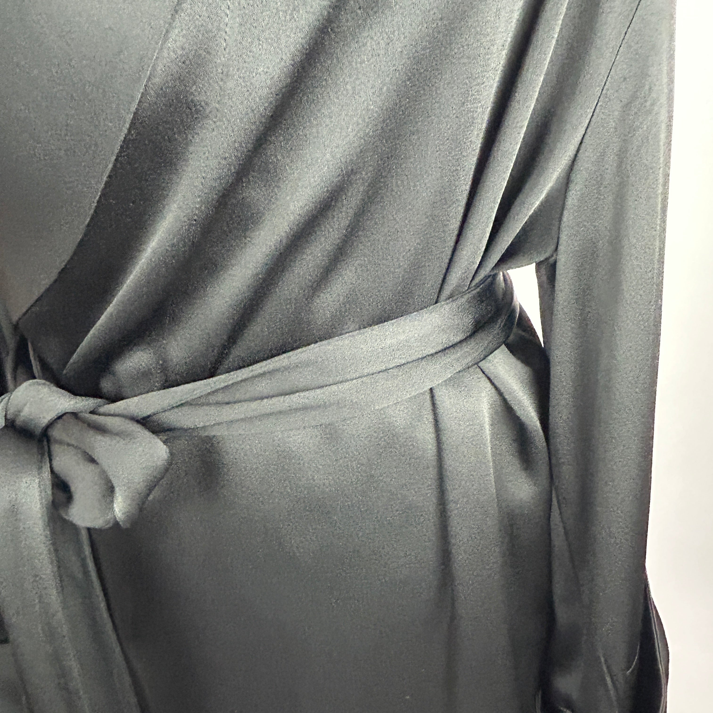 Phoebe Philo £1785 Black Crepe Satin Wrap Dress S